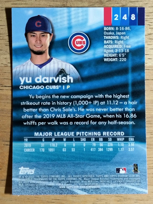 2020 Stadium Club Chrome #248 Yu Darvish