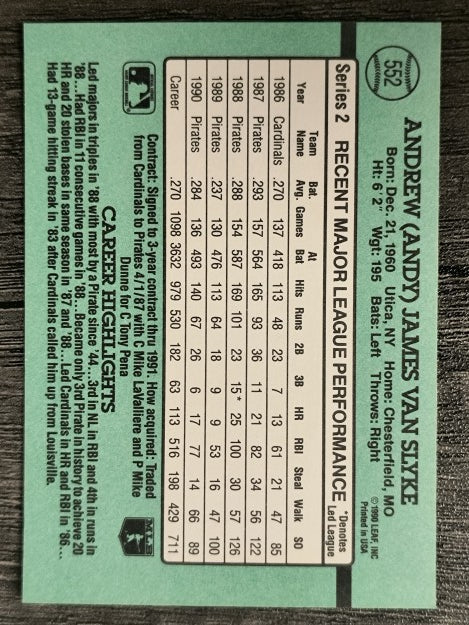 1991 Donruss #552 Andy Van Slyke