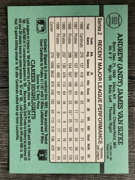 1991 Donruss #552 Andy Van Slyke