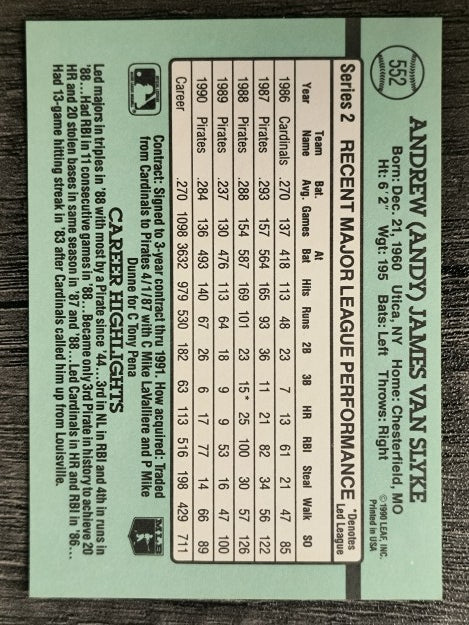 1991 Donruss #552 Andy Van Slyke