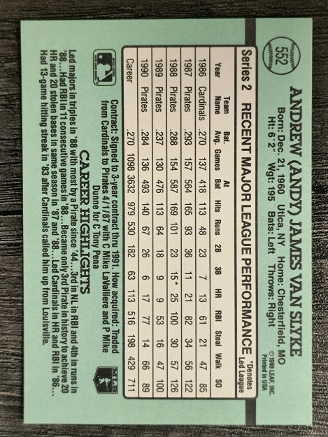 1991 Donruss #552 Andy Van Slyke