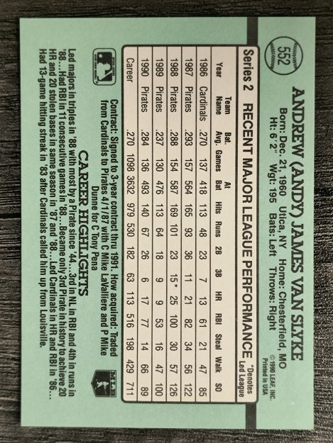 1991 Donruss #552 Andy Van Slyke