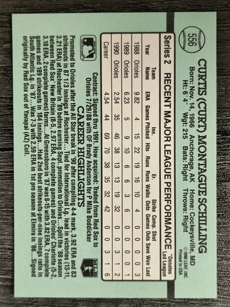 1991 Donruss #556 Curt Schilling