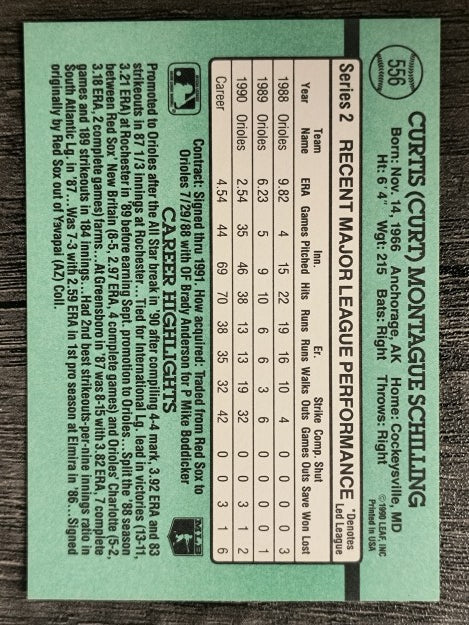 1991 Donruss #556 Curt Schilling