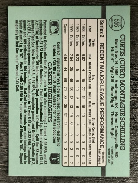 1991 Donruss #556 Curt Schilling