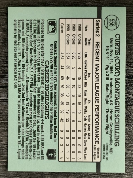 1991 Donruss #556 Curt Schilling