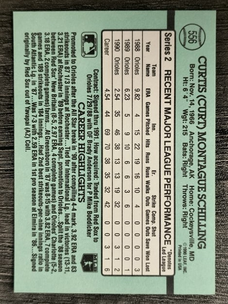 1991 Donruss #556 Curt Schilling