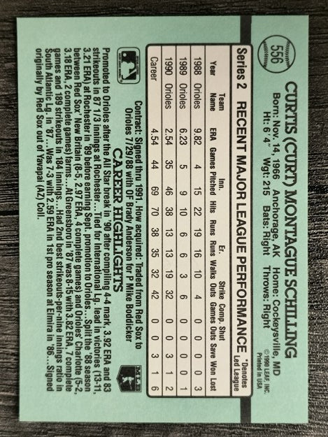 1991 Donruss #556 Curt Schilling