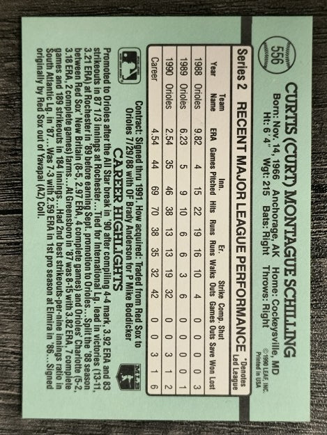 1991 Donruss #556 Curt Schilling