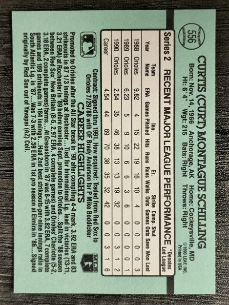 1991 Donruss #556 Curt Schilling