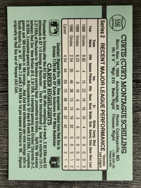 1991 Donruss #556 Curt Schilling