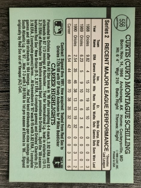 1991 Donruss #556 Curt Schilling