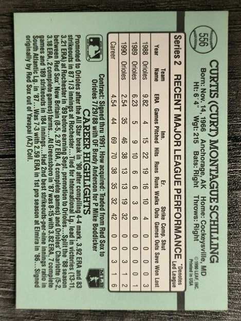 1991 Donruss #556 Curt Schilling