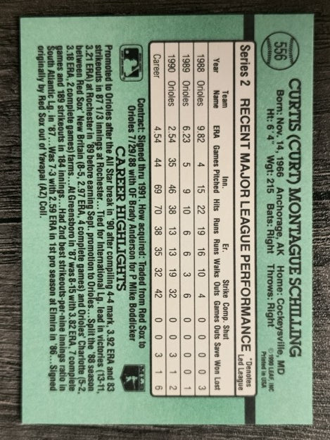 1991 Donruss #556 Curt Schilling