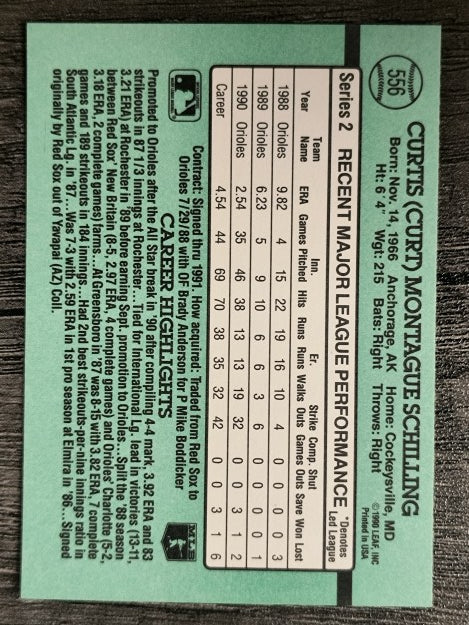1991 Donruss #556 Curt Schilling