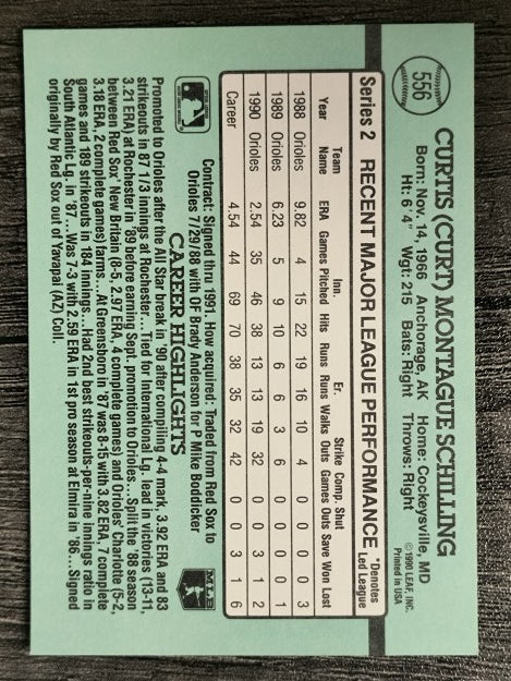 1991 Donruss #556 Curt Schilling
