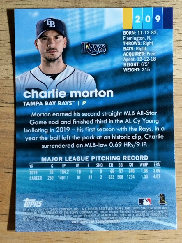 2020 Stadium Club Chrome #209 Charlie Morton