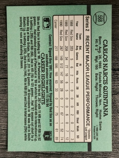 1991 Donruss #568 Carlos Quintana