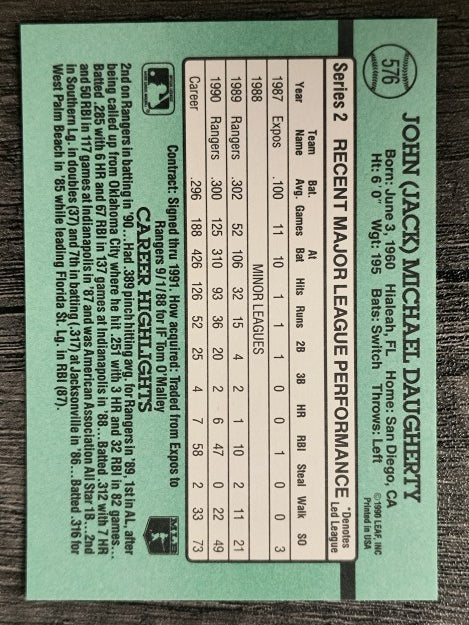 1991 Donruss #576 Jack Daugherty
