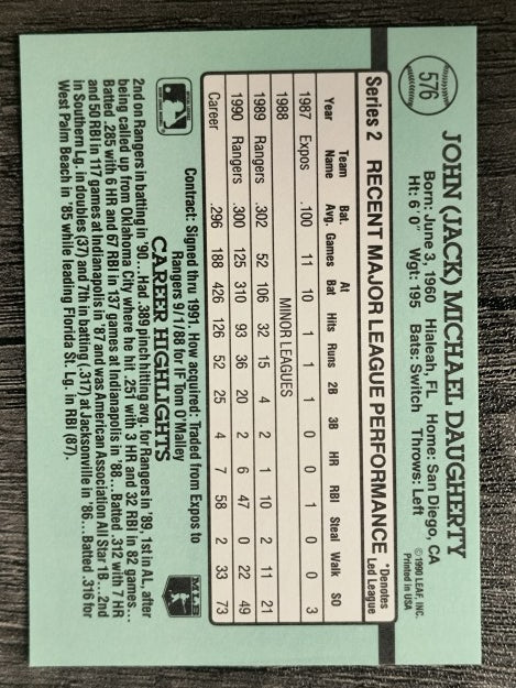 1991 Donruss #576 Jack Daugherty