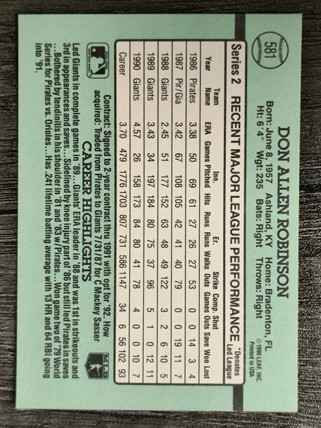 1991 Donruss #581 Don Robinson