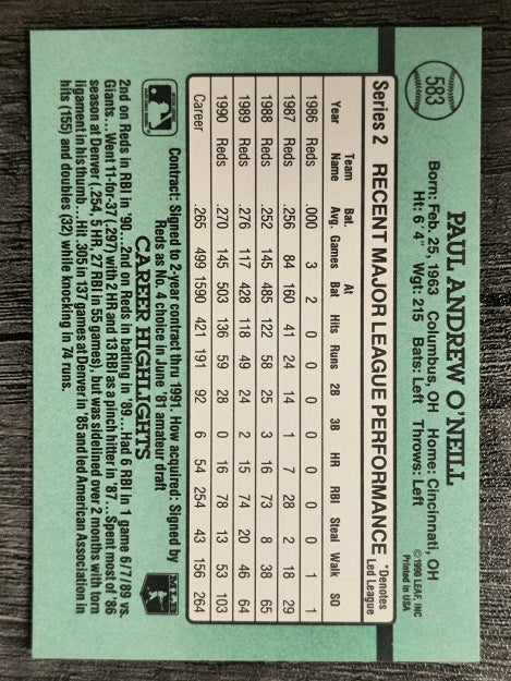 1991 Donruss #583 Paul O'Neill