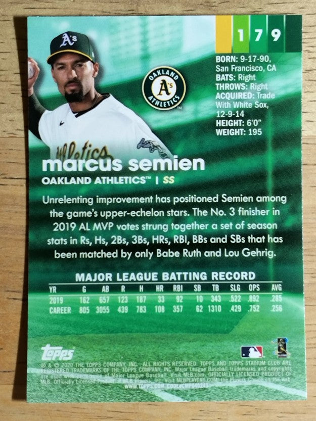 2020 Stadium Club Chrome #179 Marcus Semien