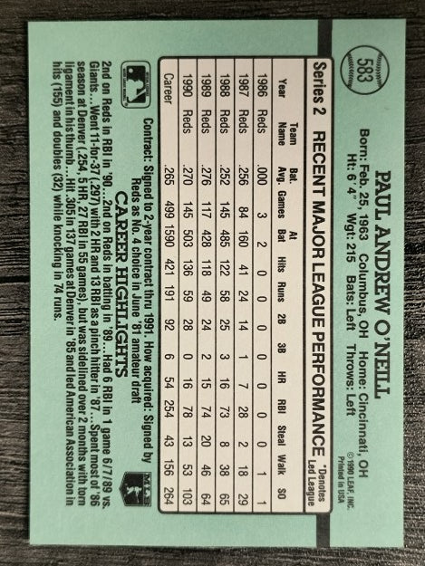 1991 Donruss #583 Paul O'Neill