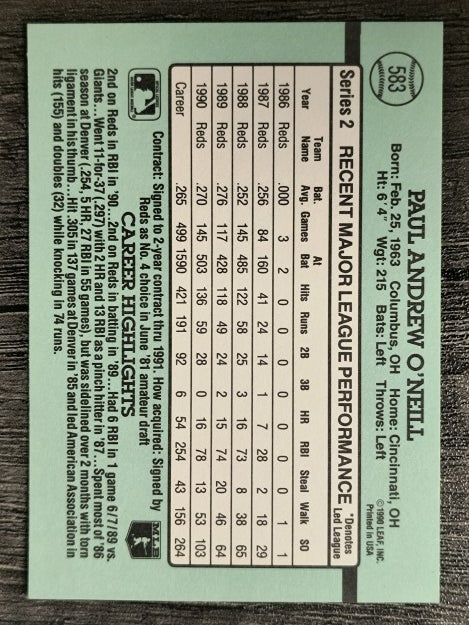 1991 Donruss #583 Paul O'Neill