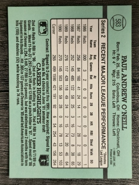 1991 Donruss #583 Paul O'Neill