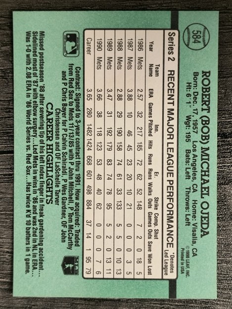 1991 Donruss #584 Bob Ojeda