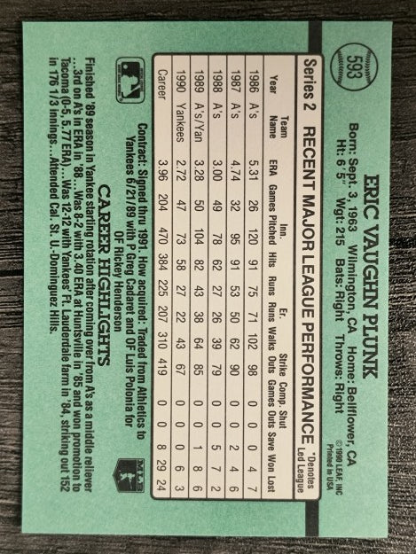 1991 Donruss #593 Eric Plunk