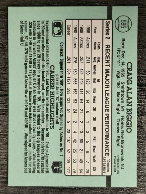 1991 Donruss #595 Craig Biggio