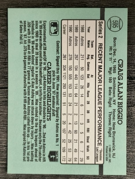 1991 Donruss #595 Craig Biggio