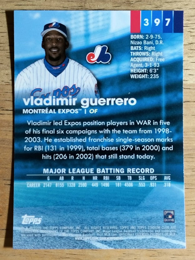 2020 Stadium Club Chrome #397 Vladimir Guerrero