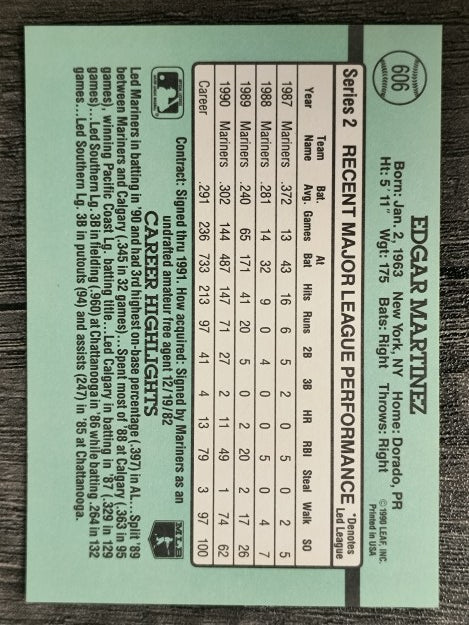 1991 Donruss #606 Edgar Martinez