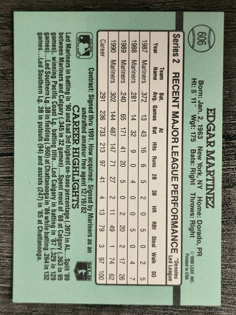 1991 Donruss #606 Edgar Martinez