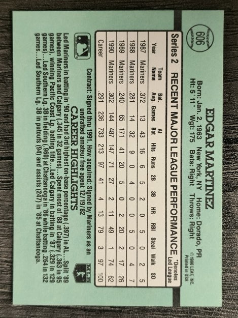 1991 Donruss #606 Edgar Martinez