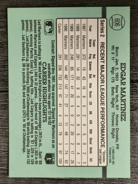 1991 Donruss #606 Edgar Martinez