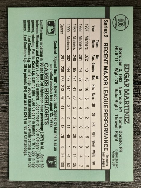 1991 Donruss #606 Edgar Martinez
