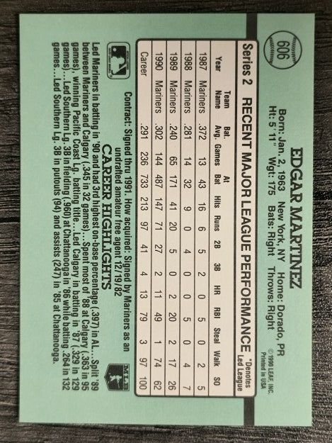 1991 Donruss #606 Edgar Martinez