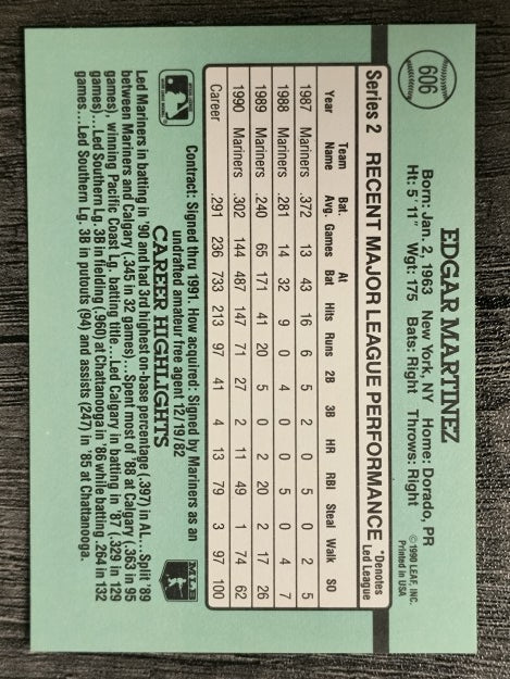 1991 Donruss #606 Edgar Martinez