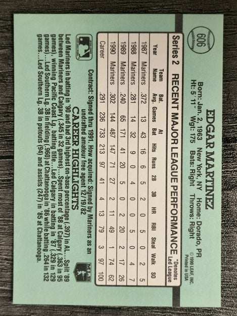 1991 Donruss #606 Edgar Martinez