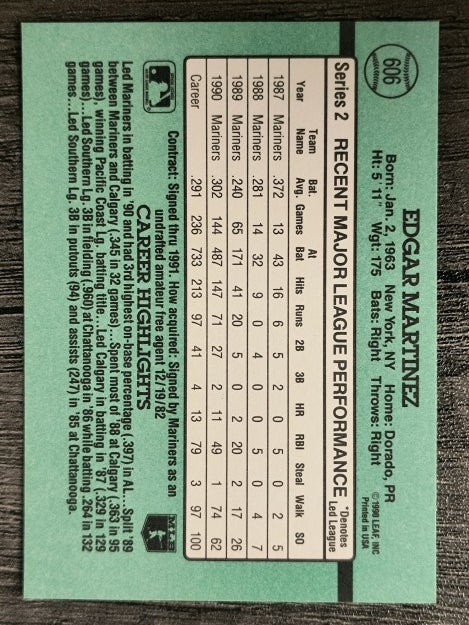 1991 Donruss #606 Edgar Martinez