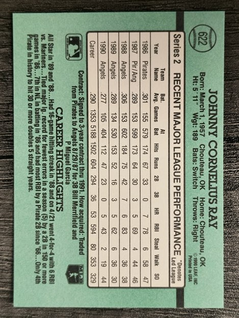 1991 Donruss #622 Johnny Ray