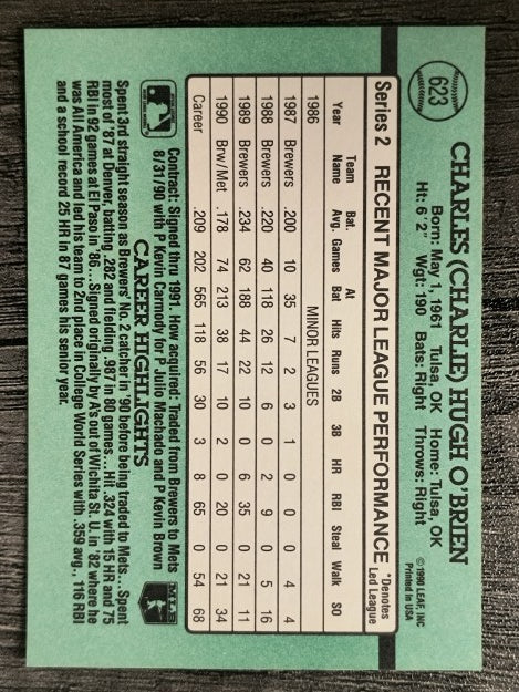 1991 Donruss #623 Charlie O'Brien