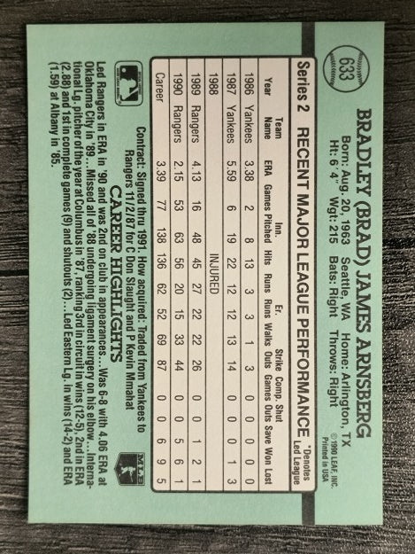 1991 Donruss #633 Brad Arnsberg