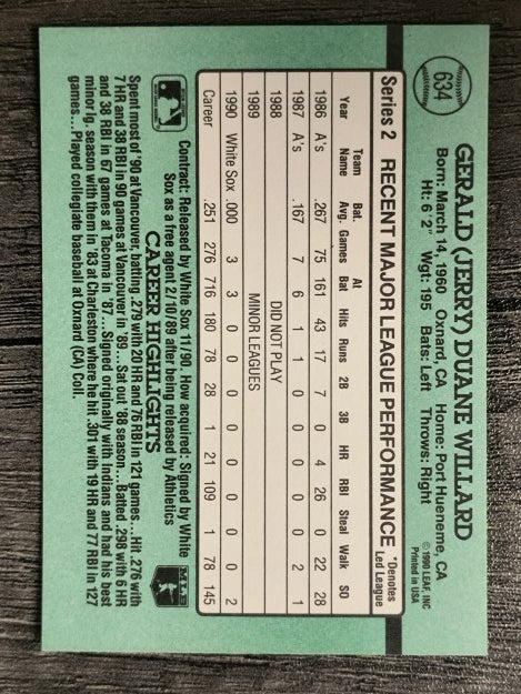 1991 Donruss #634 Jerry Willard