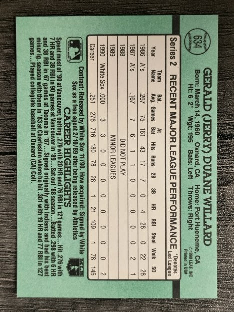 1991 Donruss #634 Jerry Willard