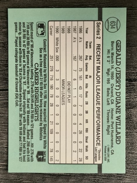 1991 Donruss #634 Jerry Willard